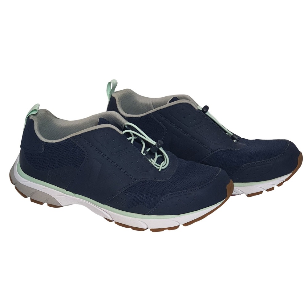 Vionic‎ Deon Womens 10 Bungee Walking Sneakers No Insole Navy Blue Green Shoes